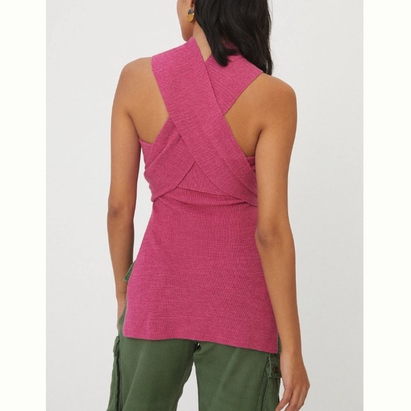 Anthropologie Daily Practice Convertible Sweater Top XL Pink Knit Wrap Halter - Picture 11 of 16